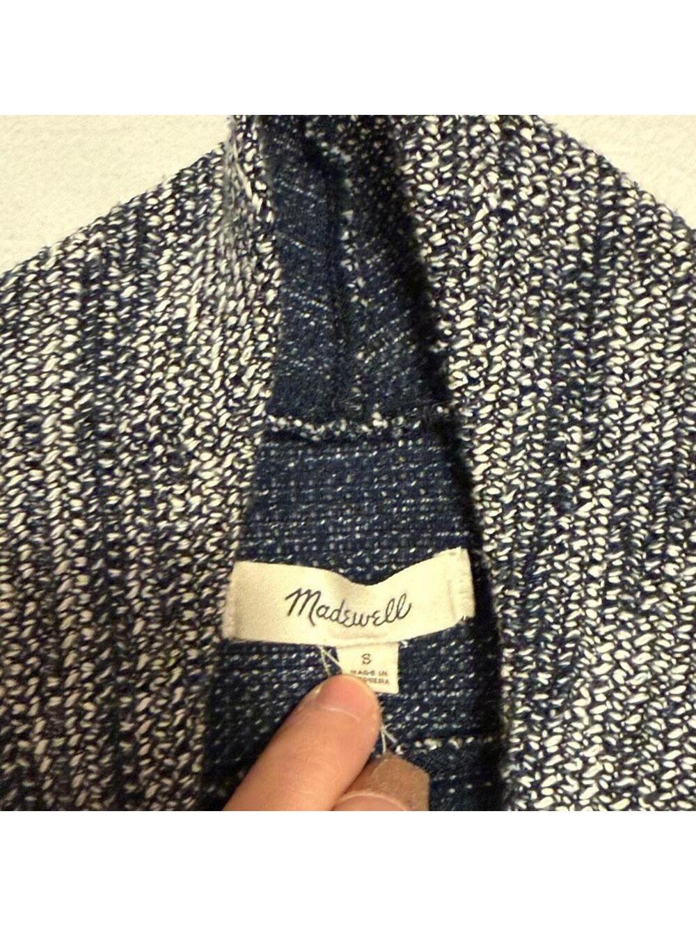 Madewell Marled Mockneck Sweater Women's Small Navy Blue White Knit Pullover - Picture 3 of 6